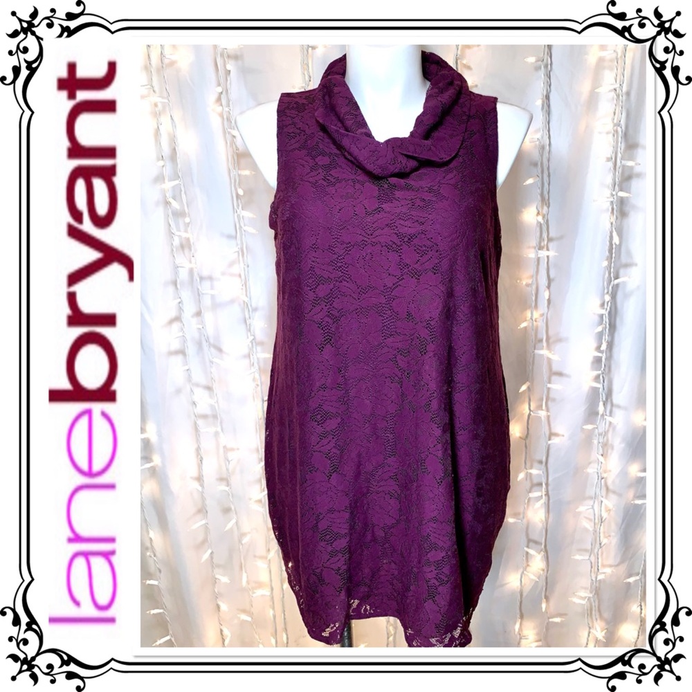 LANE BRYANT ⭐️ Beautiful Dark Purple Sleeveless Lace Tunic